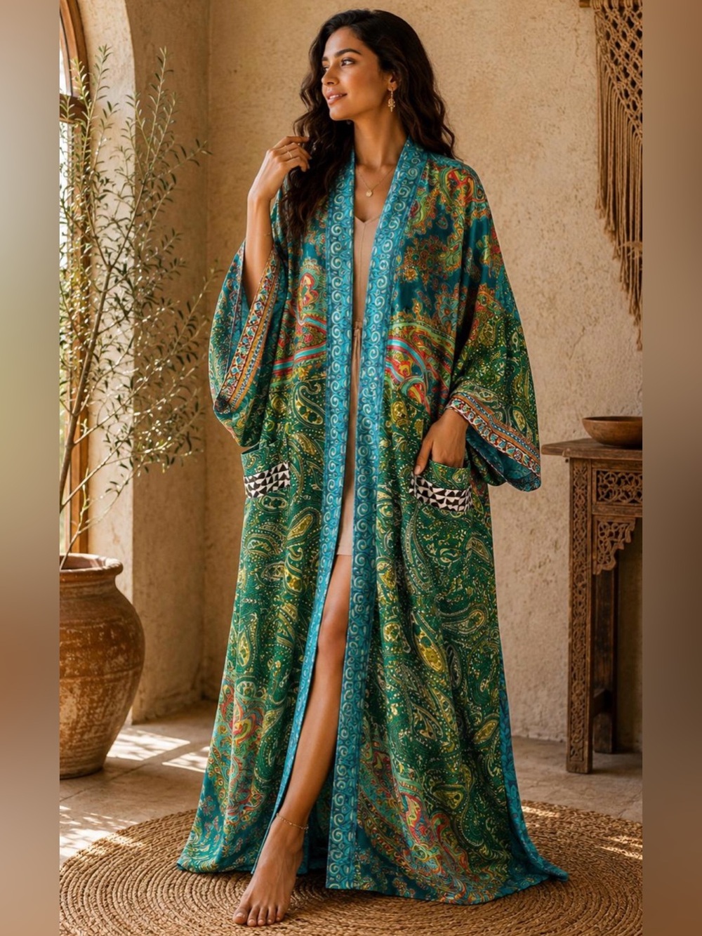 New Recycled Saree Silky Kimono OS